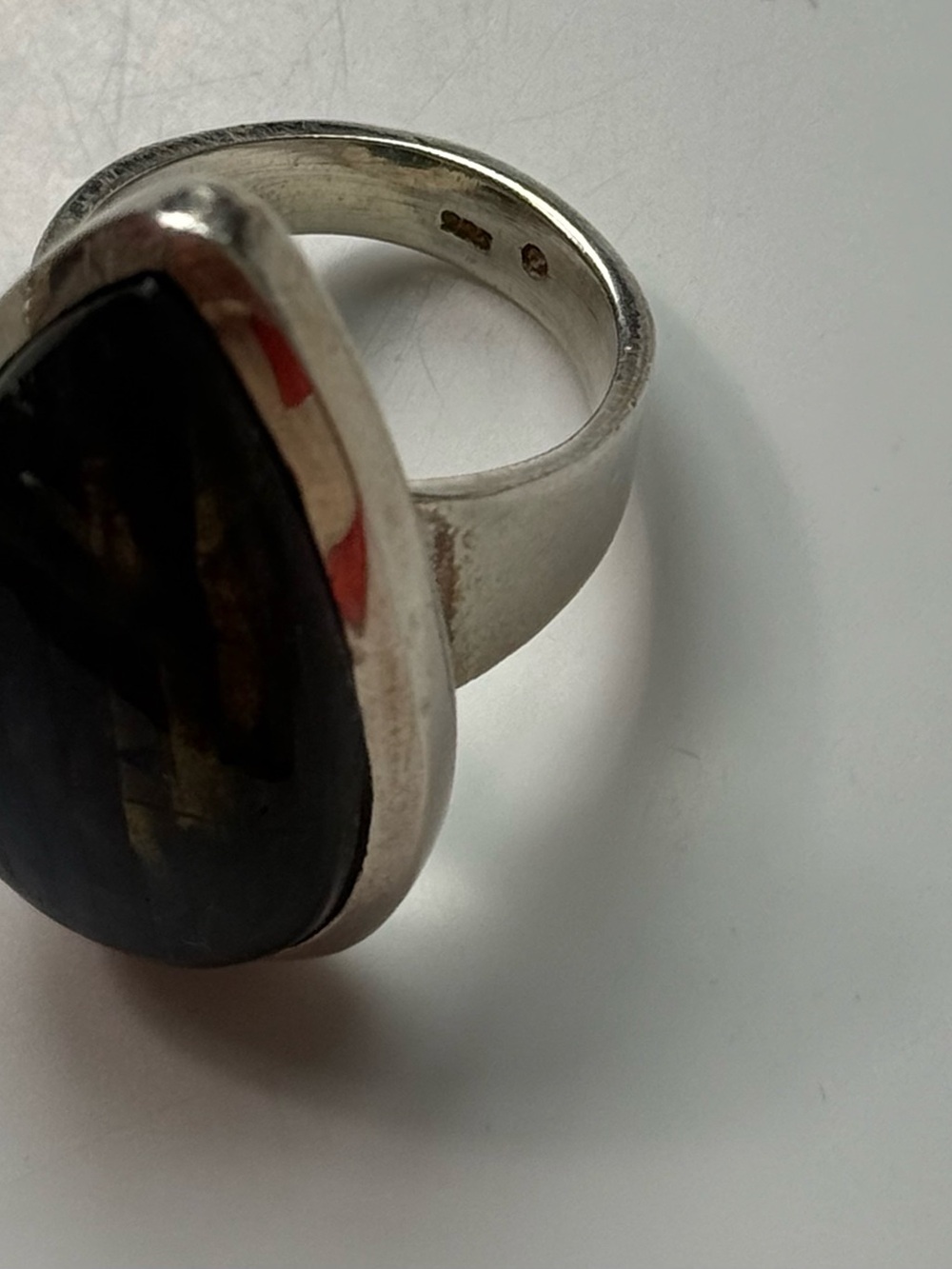 Labradorite and sterling silver statement ring size 7.5 - Picture 8 of 9